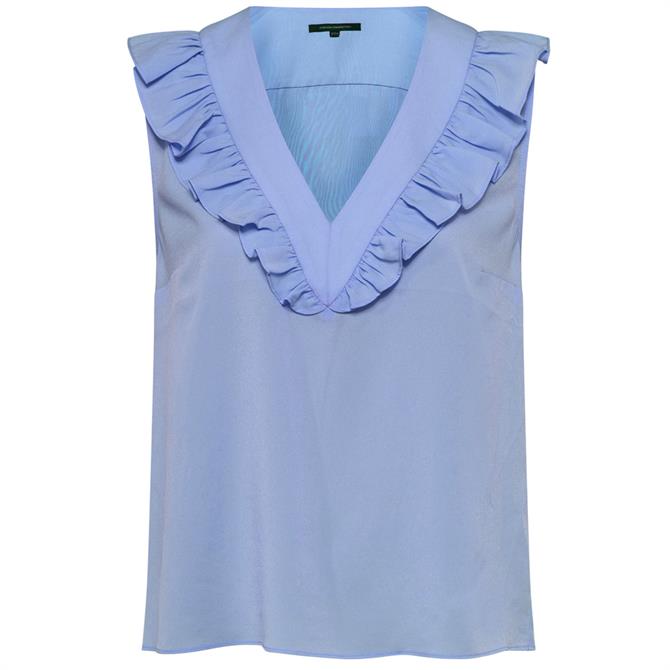 French Connection Crepe Light V Neck Ruffle Top